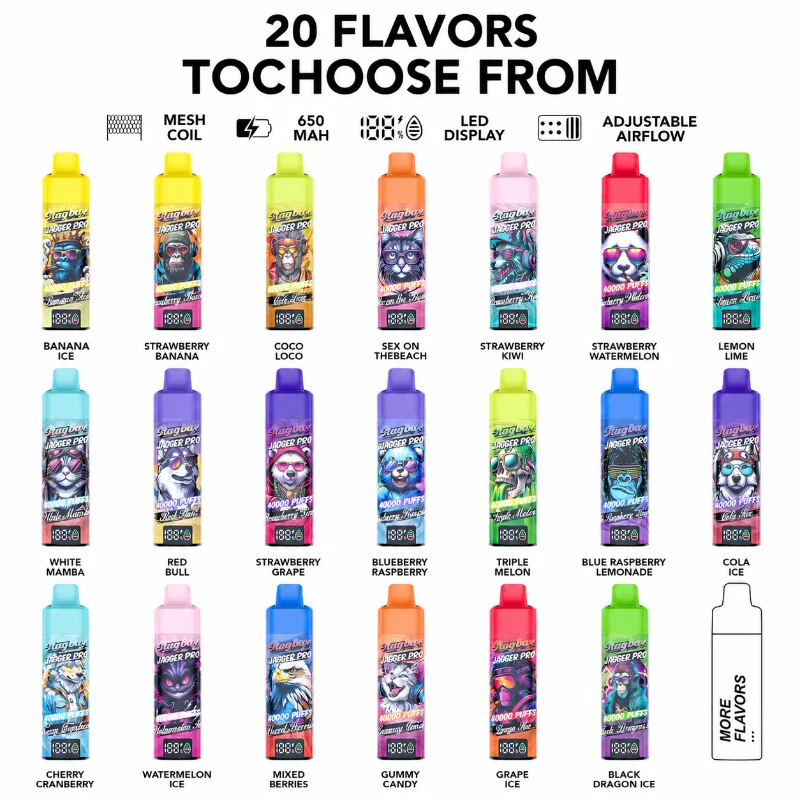 High Quality Stag Bar Jagger Pro 40000 Puffs Disposable Vape Mesh Coil Vapes 30K 40K 50K Puff E Cigarette Rechargeable Adjust Airflow ELF Fumot Randm Vapers Eu Warehouse